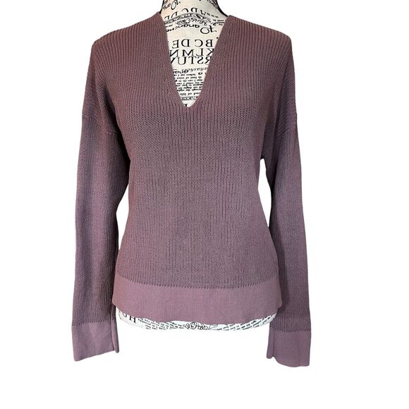 Eileen Fisher Size S / M Purple Organic Cotton V-Neck Sweater - Made in USA - Picture 1 of 5